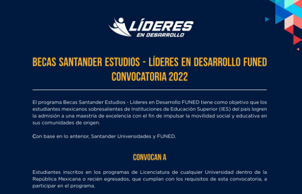 Convocatoria: Becas Santander Estudios - Líderes en Desarrollo FUNED