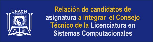 Relación de candidatos de asignatura a integrar el Consejo Técnico de la Licenciatura en Sistemas Computacionales