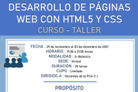 CURSO -TALLER: DESARROLLO DE PÁGINAS WEB CON HTML5 Y CSS