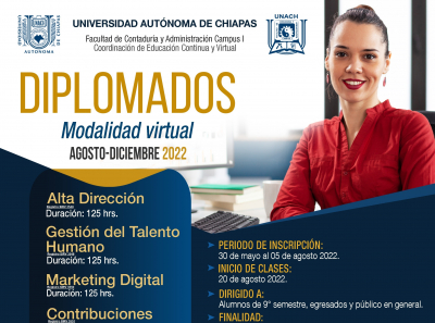 Diplomados Modalidad Virtual, agosto-diciembre 2022