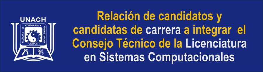 Relación de candidatos de carrera a integrar el Consejo Técnico de la Licenciatura en Sistemas Computacionales